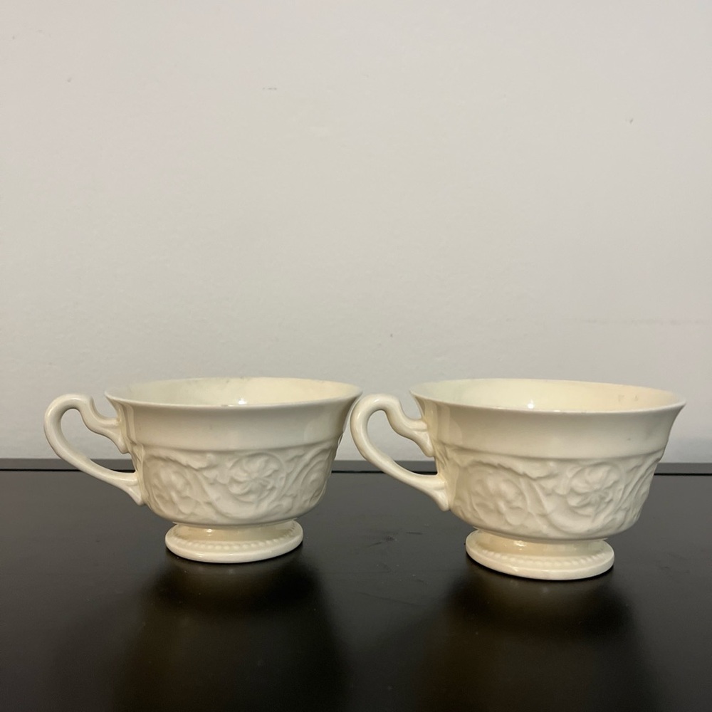 Set of 2 WEDGWOOD PATRICIAN Ivory 2 1/8" H X 5”Footed Cups